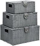 Rattan Aufbewahrungsboxen 3er-Set 18L, 12L, 7L Aufbewahrungskorb