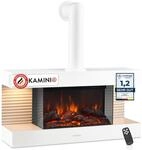 KAMINIO KAMINIO Elektrokamin LIZ mit Ofenrohr - Elektrischer Wandkamin - Wei&szlig;
