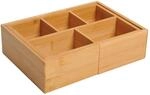 Aufbewahrungsbox Ordnungsbox Schubladen Organizer ausziehbar Bambus Natur L24,6...