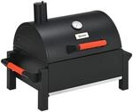 Holzhohlgrill, Tischgrill mit Grillrost, Kohleschale, Deckel Schwarz