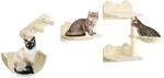 PawHut Katzen Kletterwand 4 tlg. mit Kaztentreppe H&auml;ngematte, Sprungplatt