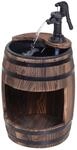 Gartenbrunnen Holzfass mit Pflanzgef&auml;&szlig; Tannenholz + Metall Dunkelbraun &Oslash;32 x 58,5