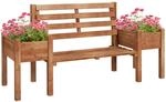 Gartenbank 2-Sitzer Sitzbank Holzbank Balkonbank mit Blumenkasten Braun
