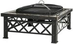 3-in-1 Feuerschale Feuerkorb Feuerstelle mit Funkenschutz Schwarz 76 x 76 x 47...