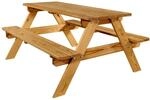 Kinderpicknicktisch 115cm lang aus Holz Kiefer braun, Sitzgruppe f&uuml;r Kinder