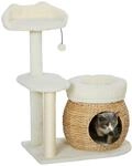 PawHut Kratzbaum 79 cm Katzenbaum mit Katzenh&ouml;hle f&uuml;r Katzen bis 5 kg Cremewei&szlig;