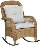 Rattan Schaukelstuhl, Schaukelsessel mit Kissen f&uuml;r Balkon, Garten