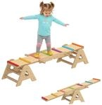 2 In 1 Balance Wippe Kinder Schwebebalken aus Holz Wippe Schaukelwippe Garten