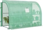 Gew&auml;chshaus mit Regale, Fenster, winterfest Foliengew&auml;chshaus aus Stahl Gr&uuml;n