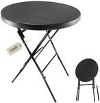 Stehtisch klappbar 80 cm schwarz in Rattan-Optik, H&ouml;he 110 cm