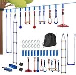 Ninja Warrior Hindernisparcours f&uuml;r Kinder 10 m Ninja Slackline Kit Blau