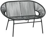 Outsunny Polyrattan Sitzbank 2-Sitzer Rattanbank Gartenbank bis 260 kg, Schwarz