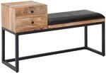 Wohnling Sitzbank Ziegenleder / Massivholz 100x60x35 cm