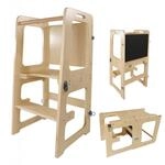 3in1 Lernturm aus Birke mit Maltafel, Tisch und Stuhl f&uuml;r Kinder, natur