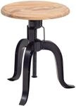WOHNLING Drehhocker Metall / Holz Massiv 39x62,5x39 cm Dekohocker Hocker Rund
