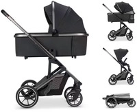 Kombi-Kinderwagen Juntos - Coal inkl. Sportsitz, Adapter & Regenschutz