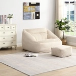 Sitzsack mit Hocker COZY &ndash; Beige