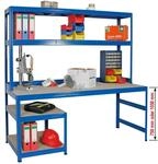Werkbankregal mit Regalaufsatz und Unterbau, blau