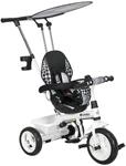 HOMCOM 6-in-1 Dreirad mit Schubstange, Kinderdreirad mit Sonnendach, Korb, Wei&szlig;