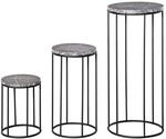 Outsunny Blumenst&auml;nder 3er Set aus Metall Marmoroptik - Schwarz/Grau