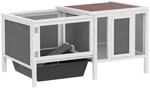 PawHut Hasenstall Kaninchenstall aus Holz mit Freilaufgehege, Rampe, 3...
