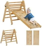 AIYAPLAY AIYAPLAY 2 in 1 Kletterger&uuml;st Set mit Rutsche, Kletterdreieck aus Holz
