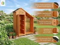 Prestige Home Living Outdoor Werkzeugschrank aus Holz mit Anbau, ca. 131 x 54 x...
