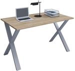 VCM Schreibtisch "Lona" 110x80 X-Fu&szlig;gestell Sonoma-Eiche/Silber