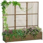 Outsunny Polyrattan Hochbeet mit Rankgitter, Blumenkasten f&uuml;r Garten Sand