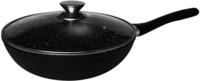 Cheffinger Wokpfanne mit Deckel &Oslash; 28 cm &ndash; Marmor-Antihaft, Induktion
