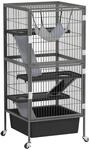 PawHut Kleintierk&auml;fig 4-st&ouml;ckiger Nagerk&auml;fig mit ausziehbarem Tablett Rampen