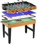 HOMCOM 4 in 1 Multigame Spieletisch, Partyspieltisch mit Tischtennis Stahl,...