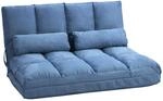 HOMCOM Bodenstuhl 2-in-1 Bodensessel Bett mit R&uuml;ckenlehne Verstellbar Blau