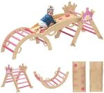 AIYAPLAY 8-in-1 Indoor-Kletterger&uuml;st f&uuml;r Kinder, Rutsche, Rampe, Bogen, Holz