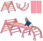 AIYAPLAY Kletterger&uuml;st Indoor, 7 in 1 klappbar Kletterdreieck mit Rutsche,