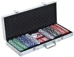 HOMCOM Pokerkoffer Pokerset 500 Pokerchips 5 Farben 2 x Kartenspiel 5 x W&uuml;rfel