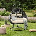 Home Deluxe Polyrattan H&auml;ngesessel TWIN DELUXE - Schwarz