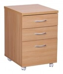 Wohnling Rollcontainer Buche 40 x 60 cm mit 3 Schubladen und Rollen