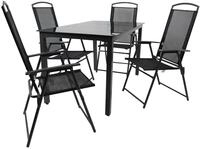 VCM 5-tlg Gartenm&ouml;bel Sitzgruppe Gartenm&ouml;bel Glas Tisch St&uuml;hle Hochlehner Set 140