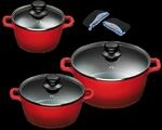 Aluguss Kochtopfset 3/6-teilig ROT