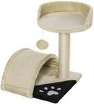 Kratzbaum Katzenbaum mit Spielb&auml;llen Sisalseil-Kratzstangen Beige