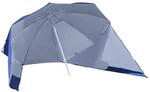 2 in 1 Sonnenschirm Strandschirm Windschutz Strandmuschel Blau F210xH222cm