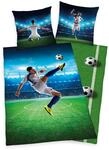 Fu&szlig;ball Bettw&auml;sche Gr&ouml;&szlig;e 80x80 + 135x200 cm