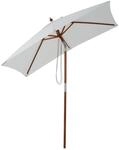 Sonnenschirm Gartenschirm Strandschirm 3-stufig einstellbar Holz Cremewei&szlig; 200 x 150