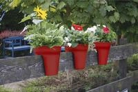 Gel&auml;nderblumentopf Flowerclip, 3er Set, rot