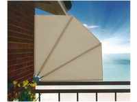 Balkonfächer Premium 140x140cm Sand mit Wandhalterung Trennwand Sichtschutz