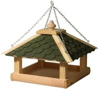 Vogelhaus zum Aufh&auml;ngen, mit gr&uuml;nem Bitumendach