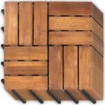9er-Set Massivholz-Klickfliese aus Akazienholz, ca. 30 x 30 x 2,4 cm - Braun