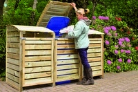 M&uuml;lltonnenbox M&uuml;lltonnenabtrennung 3-fach B225 x T90 x H120 cm, inkl. R&uuml;ckwand
