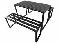 Outsunny Outdoor Tisch-Set Festgarnitur 3-tlg. Sitzgruppe Gartengarnitur Metall